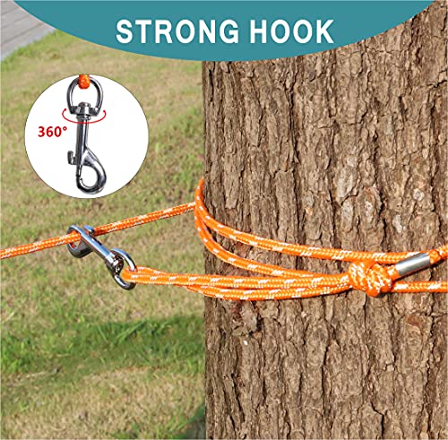 Reflective Cat Leash -30FT Cat Cable Out Leash Escape Proof Walking Leads Yard Long Leash Durable Safe Personalized Extender Leash Traning Play Outdoor for Puppies/Kittens/Rabbits/Small Animals