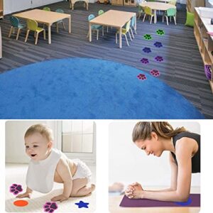 48pcs Carpet Markers Velcro Spot Markers for Classroom Floor Carpet Spots for Kids, Sitting Dots for Kids Carpet Spots for Kids, Teachers, Preschool and Kindergarten Paws Shape