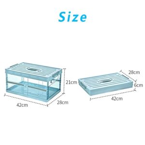 MEDOXI 2 Pack Clear Plastic Collapsible Storage Bin Tote Organizing Container with Durable Lid and Secure Latching Buckles, Storage Box with Handle, 5 Qt, 2 Count