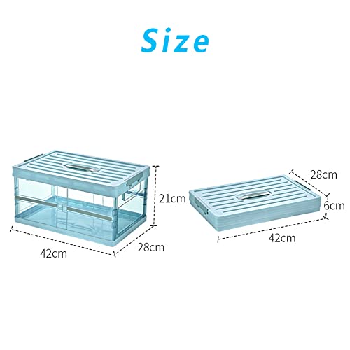 MEDOXI 2 Pack Clear Plastic Collapsible Storage Bin Tote Organizing Container with Durable Lid and Secure Latching Buckles, Storage Box with Handle, 5 Qt, 2 Count