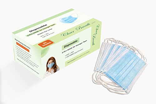 CLEAR BREATH Disposable Kid Face Masks - Kid (Preschooler up 1st Grader) and Teen (1st Grader to 7th Grader) - 50 Pieces (Little Kid)