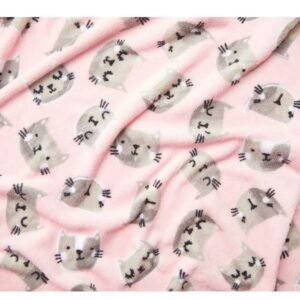 Real Living Fleece Throw Blanket Cats Kittens Pink Gray, Full