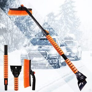 yuichh 44" snow brush with ice scraper for car windshield, car snow scraper and brush, snow scraper snow brush for car extendable, snow car scraper detachable for car truck suv
