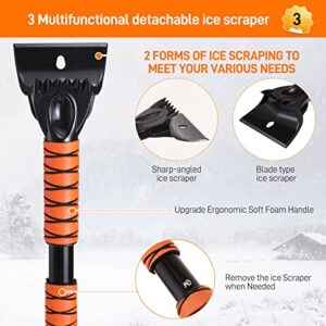 YUICHH 44" Snow Brush with Ice Scraper for Car Windshield, Car Snow Scraper and Brush, Snow Scraper Snow Brush for Car Extendable, Snow Car Scraper Detachable for Car Truck SUV