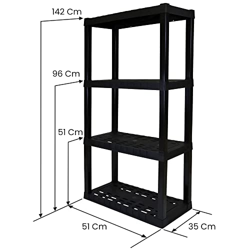 Oskar 4-Tier Storage Shelf, Heavy Duty Shelving Unit, 400 lbs(14 x 30 x 57 inches), Multipurpose Organizer for Garage, Basement, Laundry Room, Utility Shed, Workshop, Made in North America, Black