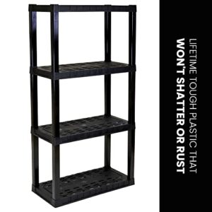 Oskar 4-Tier Storage Shelf, Heavy Duty Shelving Unit, 400 lbs(14 x 30 x 57 inches), Multipurpose Organizer for Garage, Basement, Laundry Room, Utility Shed, Workshop, Made in North America, Black