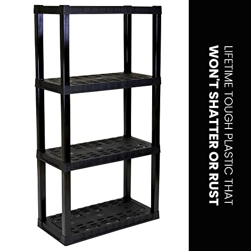 Oskar 4-Tier Storage Shelf, Heavy Duty Shelving Unit, 400 lbs(14 x 30 x 57 inches), Multipurpose Organizer for Garage, Basement, Laundry Room, Utility Shed, Workshop, Made in North America, Black