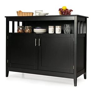 loko buffet cabinet with storage, freestanding kitchen cabinet with adjustable shelf, storage sideboard console table, 45 x 20 x 36 inches (black)