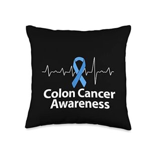 Colon Cancer Awareness Colorectal Gift Idea Colon Awareness Colorectal Cancer Month Throw Pillow, 16x16, Multicolor