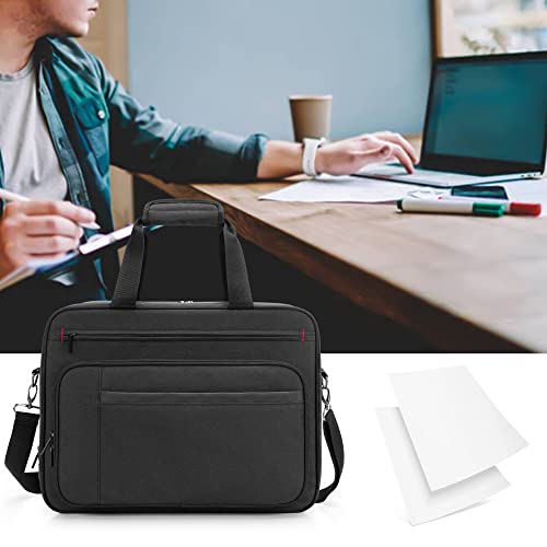 SAMDEW Double-layer Portable Mobile Printer Storage Bag Compatible with HP Tango/Tango X, HP Officejet 250/200, Printer Carrying Case with Laptop Layer(up to 15.6"), Shoulder & Trolley Strap, Bag Only