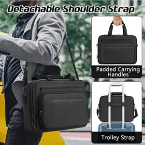 SAMDEW Double-layer Portable Mobile Printer Storage Bag Compatible with HP Tango/Tango X, HP Officejet 250/200, Printer Carrying Case with Laptop Layer(up to 15.6"), Shoulder & Trolley Strap, Bag Only