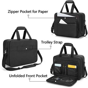 SAMDEW Double-layer Portable Mobile Printer Storage Bag Compatible with HP Tango/Tango X, HP Officejet 250/200, Printer Carrying Case with Laptop Layer(up to 15.6"), Shoulder & Trolley Strap, Bag Only