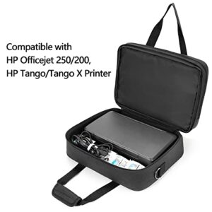 SAMDEW Double-layer Portable Mobile Printer Storage Bag Compatible with HP Tango/Tango X, HP Officejet 250/200, Printer Carrying Case with Laptop Layer(up to 15.6"), Shoulder & Trolley Strap, Bag Only