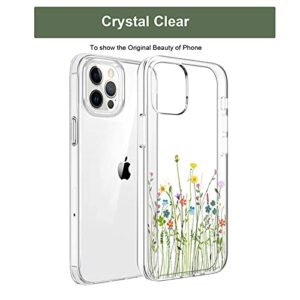 Unov Case Compatible with iPhone 13 Pro Case Clear with Design Embossed Floral Pattern Soft TPU Bumper Slim Protective 6.1 Inch (Flower Bouquet)