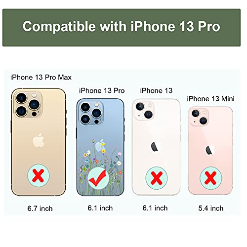 Unov Case Compatible with iPhone 13 Pro Case Clear with Design Embossed Floral Pattern Soft TPU Bumper Slim Protective 6.1 Inch (Flower Bouquet)