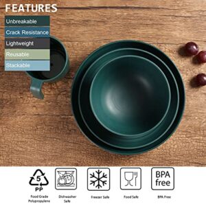 Shopwithgreen Plastic Plates Bowls Mug Sets, Microwave and Dishwasher Safe, Unbreakable, Lightweight Reusable Dinnerware Sets, with Cutlery, for Camping, Indoor, Outdoor, Kitchen, 36 PCS for 6