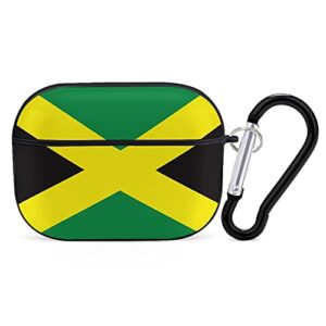 youtary jamaican flag pattern apple airpods pro case cover with keychain, airpod headphone cover unisex shockproof protective wireless charging headset accessories