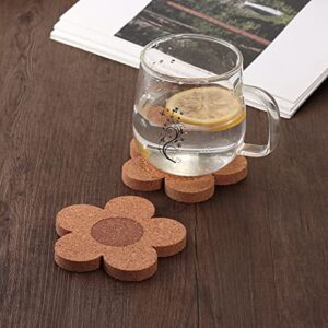 12PCS 3/8" Thick Cork Coasters for Drinks,Absorbent and Reusable Coaster Set 100% Natural Cork 4 inch Flower Shape Farmhouse Rustic Wood Drink Coasters Bulk Cork Coasters for Desk and Glass Table