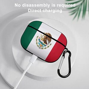 YouTary Mexico Flag Pattern Apple Airpods pro Case Cover with Keychain, AirPod Headphone Cover Unisex Shockproof Protective Wireless Charging Headset Accessories