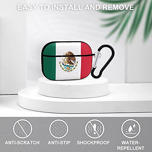 YouTary Mexico Flag Pattern Apple Airpods pro Case Cover with Keychain, AirPod Headphone Cover Unisex Shockproof Protective Wireless Charging Headset Accessories