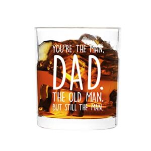 waipfaru dad gifts, you are the man dad whiskey glass, father’ s day birthday christmas gifts for dad father him men husband from daughter son wife, 10oz funny old fashioned glass