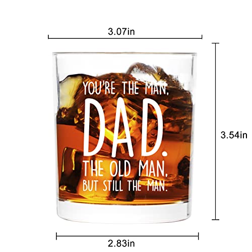 Waipfaru Dad Gifts, You Are the Man Dad Whiskey Glass, Father’ s Day Birthday Christmas Gifts for Dad Father Him Men Husband from Daughter Son Wife, 10Oz Funny Old Fashioned Glass