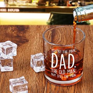 Waipfaru Dad Gifts, You Are the Man Dad Whiskey Glass, Father’ s Day Birthday Christmas Gifts for Dad Father Him Men Husband from Daughter Son Wife, 10Oz Funny Old Fashioned Glass