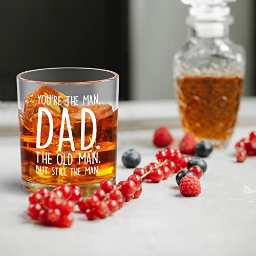 Waipfaru Dad Gifts, You Are the Man Dad Whiskey Glass, Father’ s Day Birthday Christmas Gifts for Dad Father Him Men Husband from Daughter Son Wife, 10Oz Funny Old Fashioned Glass