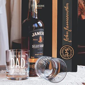 Waipfaru Dad Gifts, You Are the Man Dad Whiskey Glass, Father’ s Day Birthday Christmas Gifts for Dad Father Him Men Husband from Daughter Son Wife, 10Oz Funny Old Fashioned Glass