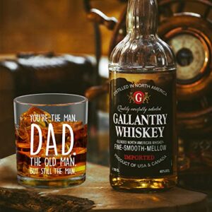 Waipfaru Dad Gifts, You Are the Man Dad Whiskey Glass, Father’ s Day Birthday Christmas Gifts for Dad Father Him Men Husband from Daughter Son Wife, 10Oz Funny Old Fashioned Glass