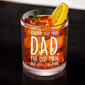 Waipfaru Dad Gifts, You Are the Man Dad Whiskey Glass, Father’ s Day Birthday Christmas Gifts for Dad Father Him Men Husband from Daughter Son Wife, 10Oz Funny Old Fashioned Glass