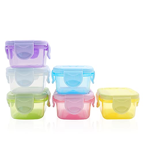 LELE LIFE 6Pcs Mini Food Storage Containers, Leakproof Lids, Condiment Sauce Containers, Mini Freezer Storage Containers Airtight Containers, Dishwasher Freezer and Microwave Safe, 2oz