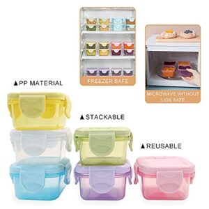 LELE LIFE 6Pcs Mini Food Storage Containers, Leakproof Lids, Condiment Sauce Containers, Mini Freezer Storage Containers Airtight Containers, Dishwasher Freezer and Microwave Safe, 2oz