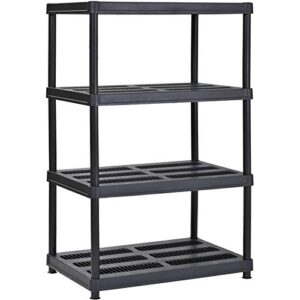 astede muscle rack 36inw x 24ind x 56inh 4-shelf resin shelving unit, multi-use storage shelving unit for home office garage, living room, 600 lb capacity, black