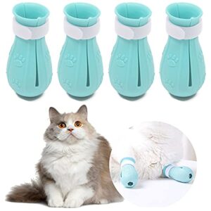 4Pcs Cat Boots for Cats Only Paw Covers Protectors Claws Shoes Paws Wound Boot Silicon Anti Scratch Cat Mittens for Bathing, Nail Clipping, Ears Cleaning, Treatment