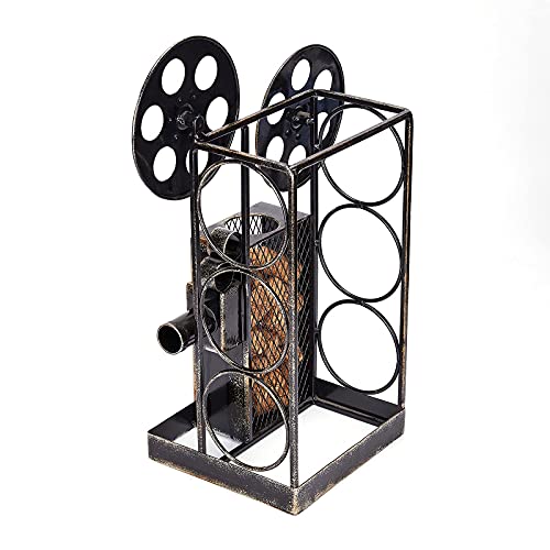 Aayla Tabletop Wine Rack – Retro Classic Movie Projector for Holding 3 Bottles with Cork Storage Perfect Wine Gift for Wine Lovers