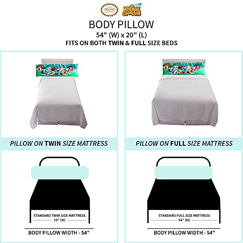 Franco Kids Bedding Super Soft Microfiber Zippered Body Pillow Cover, 54 in x 20 in, Animal Crossing
