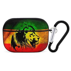 youtary jamaican lion flag pattern apple airpods pro case cover with keychain, airpod headphone cover unisex shockproof protective wireless charging headset accessories
