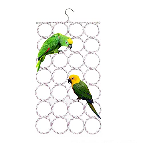 KYHSOM Bird Hemp Rope Net Swing, Small Animal Activity Toy Rope Climbing Net for Parakeet, Lovebirds, Cockatoo, Canary, African Grey, Macaw, Random Color(1Pack)