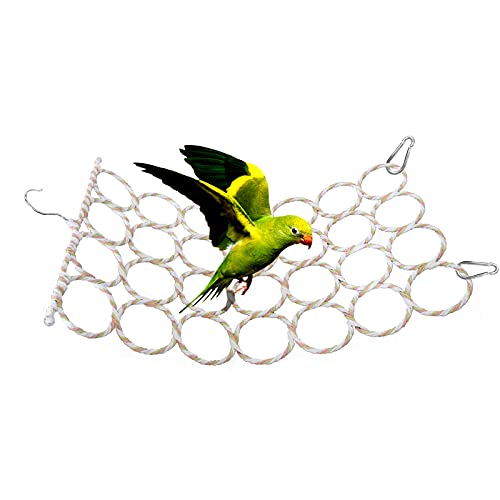 KYHSOM Bird Hemp Rope Net Swing, Small Animal Activity Toy Rope Climbing Net for Parakeet, Lovebirds, Cockatoo, Canary, African Grey, Macaw, Random Color(1Pack)