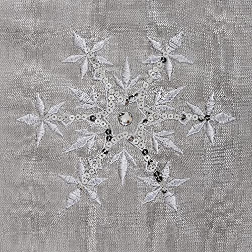 OWENIE Christmas Table Placemats Set of 4, Silver Placemats with Sequins Embroidery, Grey Place Mats for Dining Table, Xmas Holiday Tabletop Decor, Winter Table Decorations, Farmhouse 13 X 19 Inch