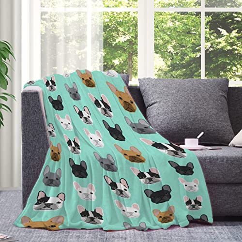 Lynnezilla French Bulldog Faces Pattern Throw Blanket | Flannel Fleece Ultra Soft Bedding Quilt Home Decor | Lightweight Soft Cozy Luxury Blanket for All Season Extra Small 40x30in for Pets