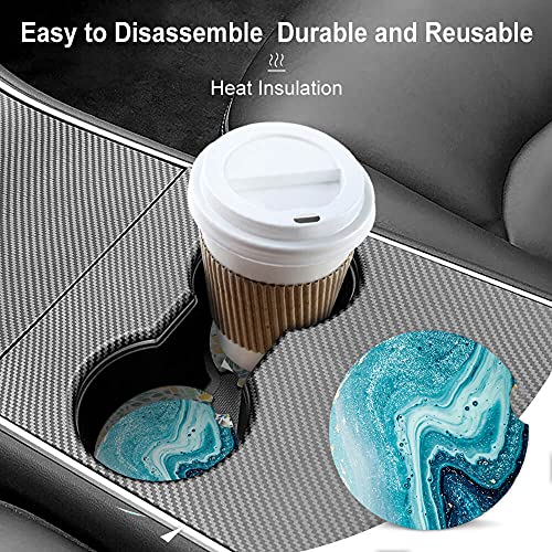 2 Pack Absorbent Car Cup Holder Coasters,Beautiful Scene Ceramic Car Insert Coasters with Fingertip Grip for Easy Removal,Brilliant Vehicle Accessories for Men & Women 2.64 Inches(Bleautiful Sea)