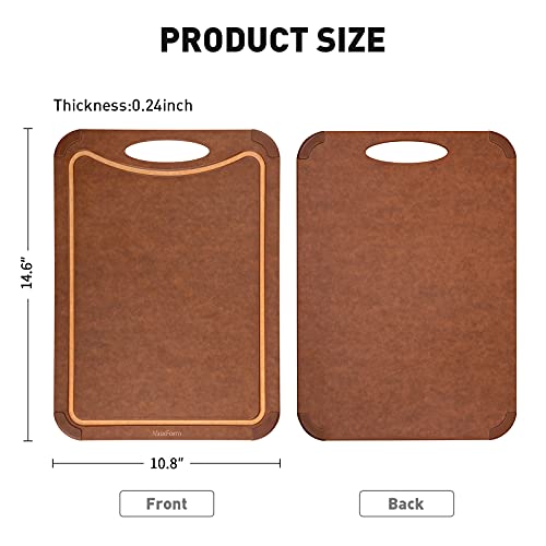 CompactStone Cutting Board with Non-Slip Feet and Juice Groove for Kitchen, Wood Fiber Composite, 14.6-Inch by 10.8-Inch, Brown