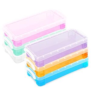 pencil box,6 pack large capacity pencil box stackable plastic pencil box cases office supplies storage organizer box brush painting pencils storage container clear stationery case