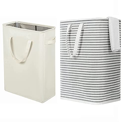 ZERO JET LAG Slim Laundry Hamper 45L, Freestanding Laundry Hamper 72L Large Laundry Basket Handles Waterproof Durable Clothes Hamper