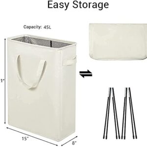 ZERO JET LAG Slim Laundry Hamper 45L, Freestanding Laundry Hamper 72L Large Laundry Basket Handles Waterproof Durable Clothes Hamper