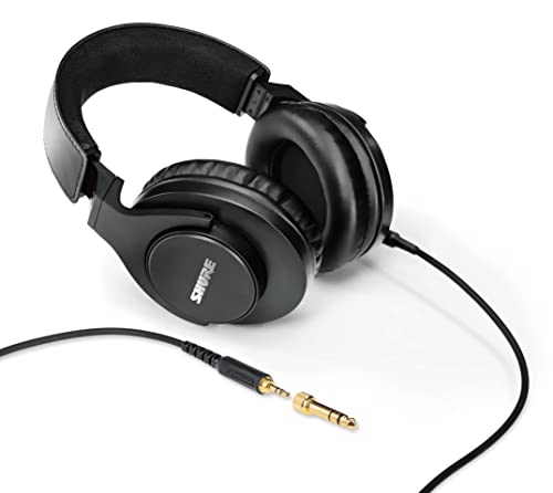 Shure SRH440A Over-Ear Wired Headphones for Monitoring & Recording, Professional Studio Grade, Enhanced Frequency Response, Work with All Audio Devices, Adjustable & Collapsible Design - 2022 Version