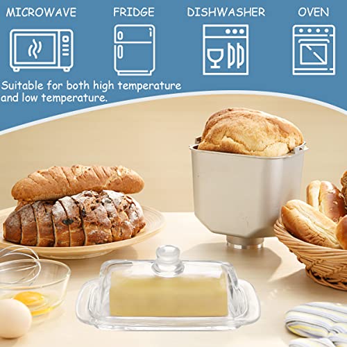 Gusnilo Glass Butter Dish,Classic Butter Transparent Tray Butter Stick Keeper Tray With Lid And Handle Butter Keeper Dishwasher Safe(1PC)