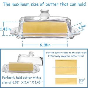 Gusnilo Glass Butter Dish,Classic Butter Transparent Tray Butter Stick Keeper Tray With Lid And Handle Butter Keeper Dishwasher Safe(1PC)